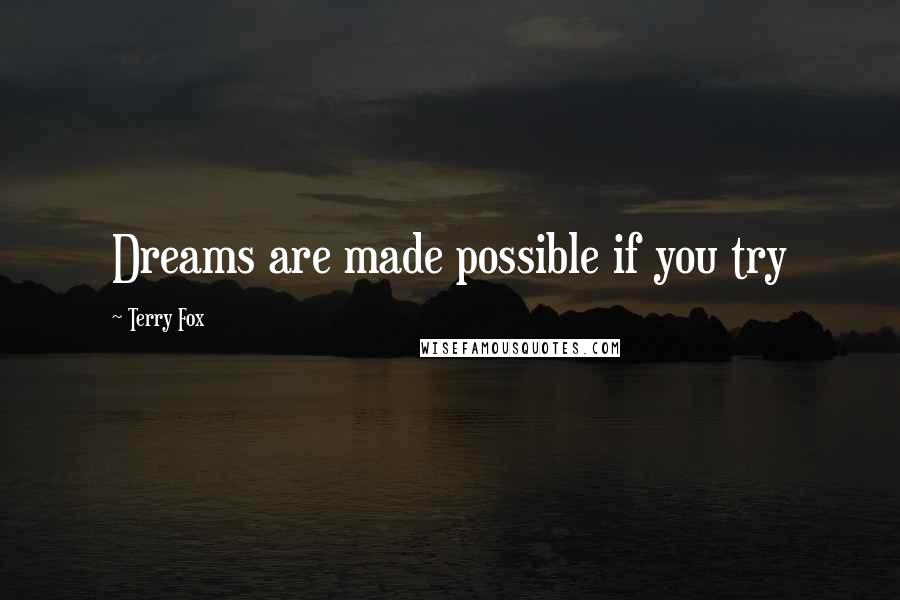Terry Fox quotes: Dreams are made possible if you try
