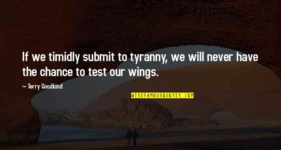 Terry Goodkind Quotes By Terry Goodkind: If we timidly submit to tyranny, we will