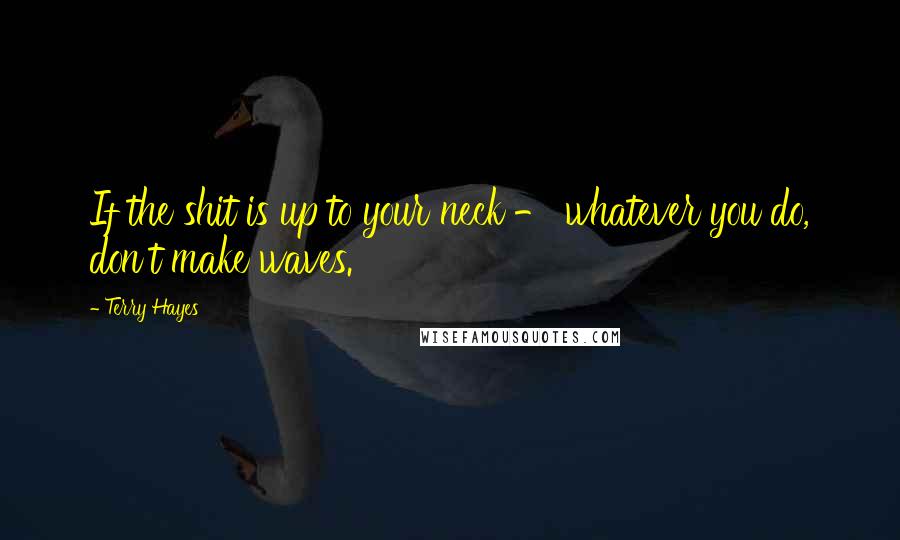 Terry Hayes quotes: If the shit is up to your neck - whatever you do, don't make waves.