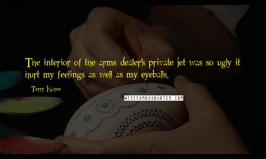 Terry Hayes quotes: The interior of the arms dealer's private jet was so ugly it hurt my feelings as well as my eyeballs.