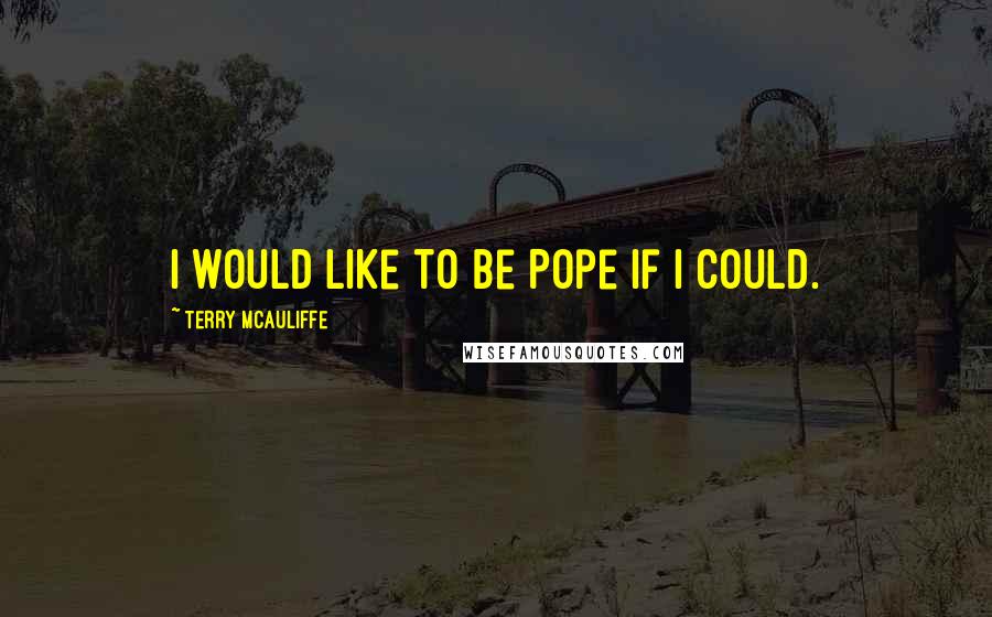 Terry McAuliffe quotes: I would like to be Pope if I could.