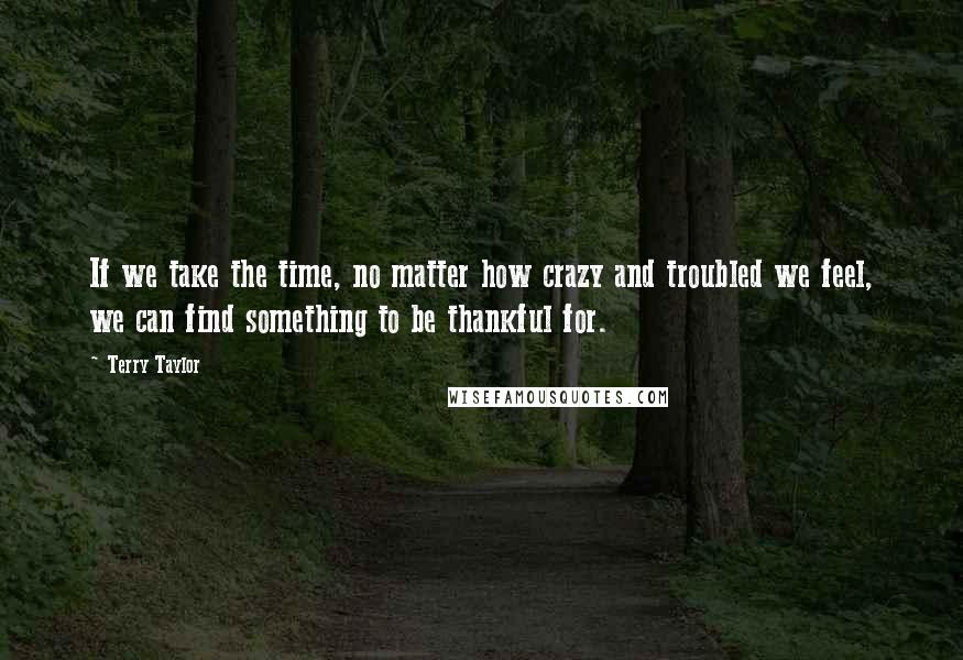 Terry Taylor quotes: If we take the time, no matter how crazy and troubled we feel, we can find something to be thankful for.