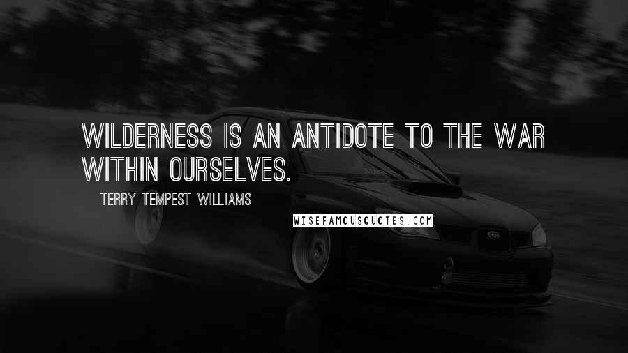 Terry Tempest Williams quotes: Wilderness is an antidote to the war within ourselves.