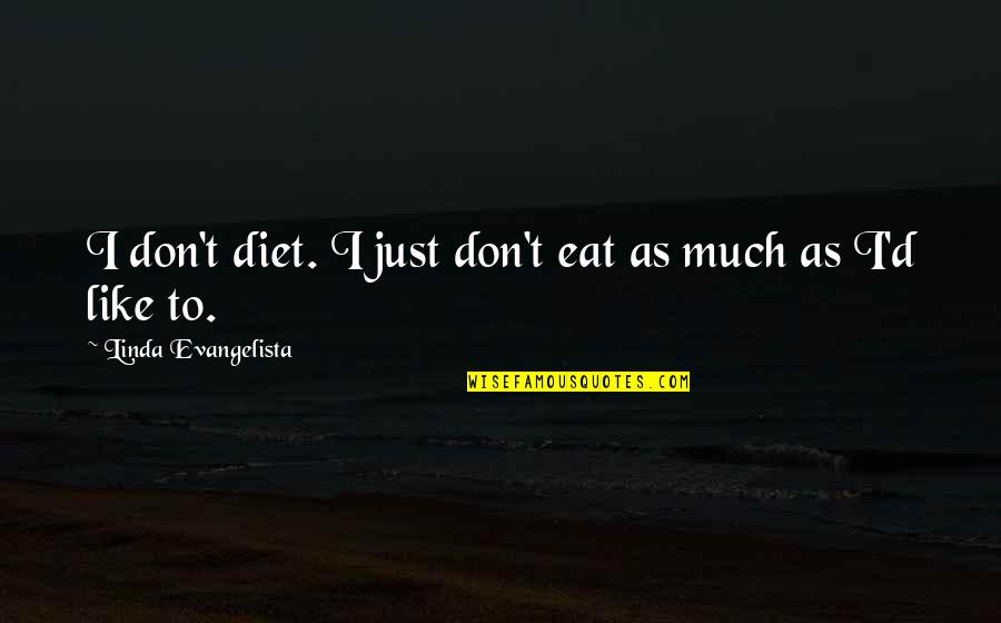 Tersisih Quotes By Linda Evangelista: I don't diet. I just don't eat as Tersisih Quotes By Linda Evangelista: I don't diet. I just don't eat as