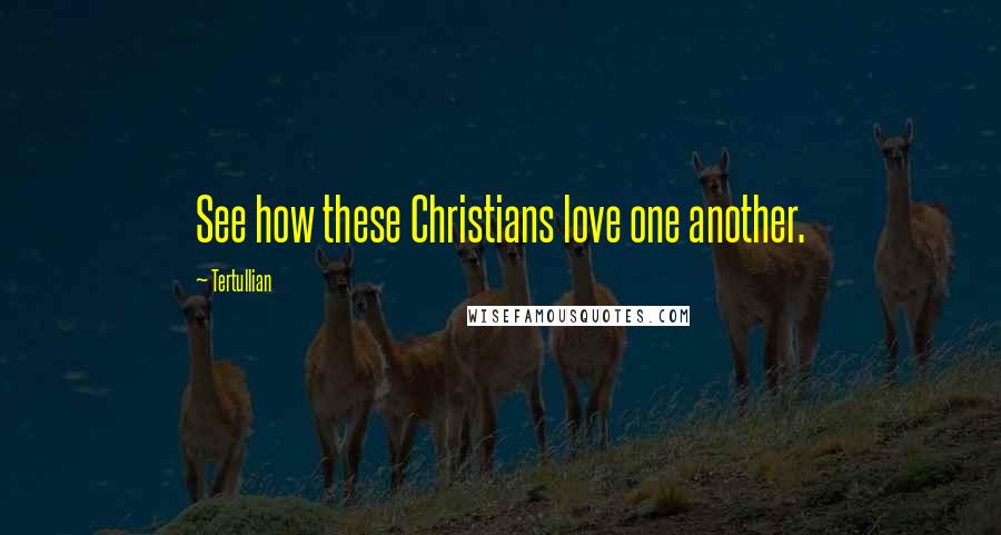 Tertullian quotes: See how these Christians love one another.