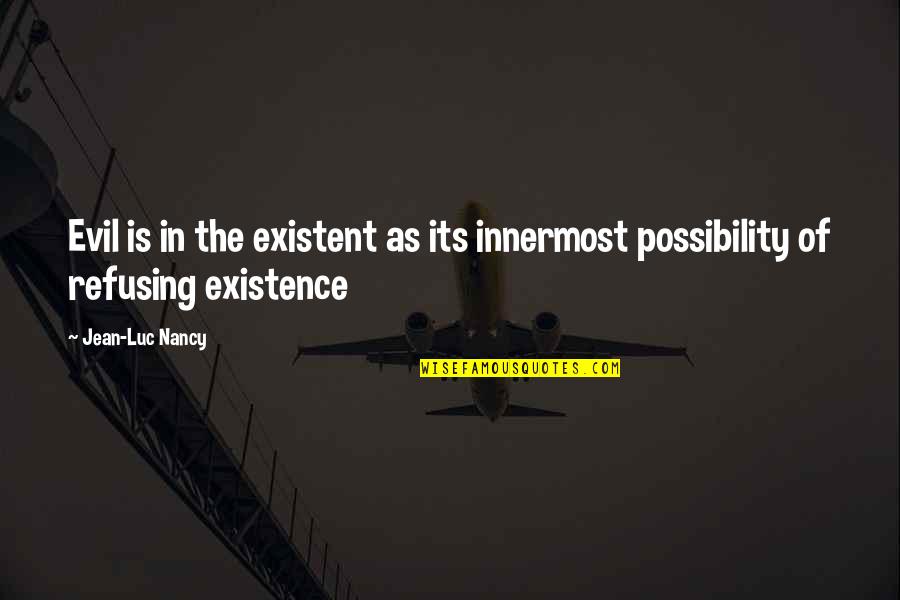 Terzaghi Soil Quotes By Jean-Luc Nancy: Evil is in the existent as its innermost
