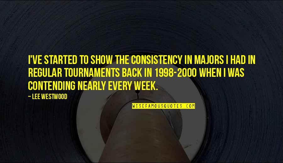 Tesco Online Quotes By Lee Westwood: I've started to show the consistency in majors Tesco Online Quotes By Lee Westwood: I've started to show the consistency in majors