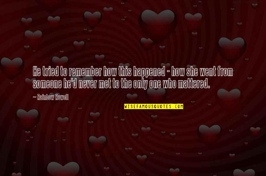 Teslic Quotes By Rainbow Rowell: He tried to remember how this happened -