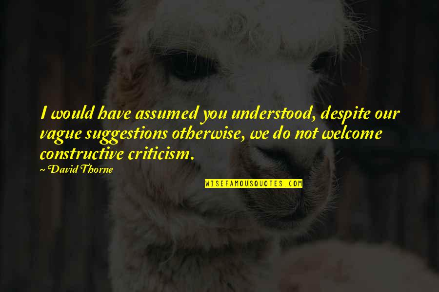 Tess Working Girl Quotes By David Thorne: I would have assumed you understood, despite our Tess Working Girl Quotes By David Thorne: I would have assumed you understood, despite our