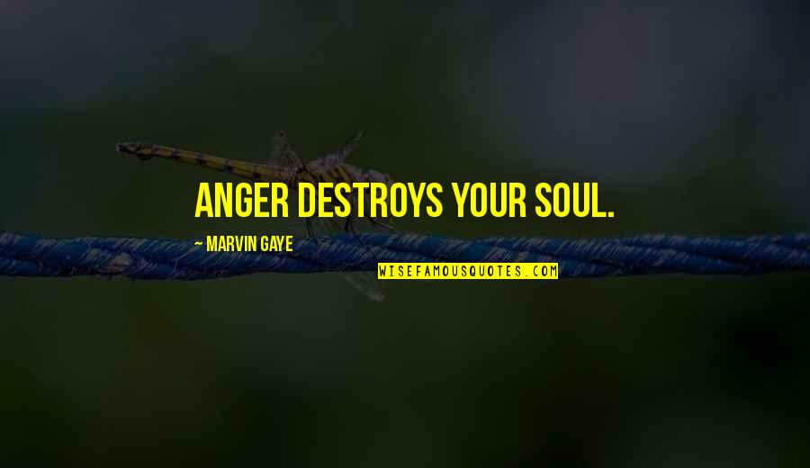 Tesshu Yamaoka Quotes By Marvin Gaye: Anger destroys your soul. Tesshu Yamaoka Quotes By Marvin Gaye: Anger destroys your soul.