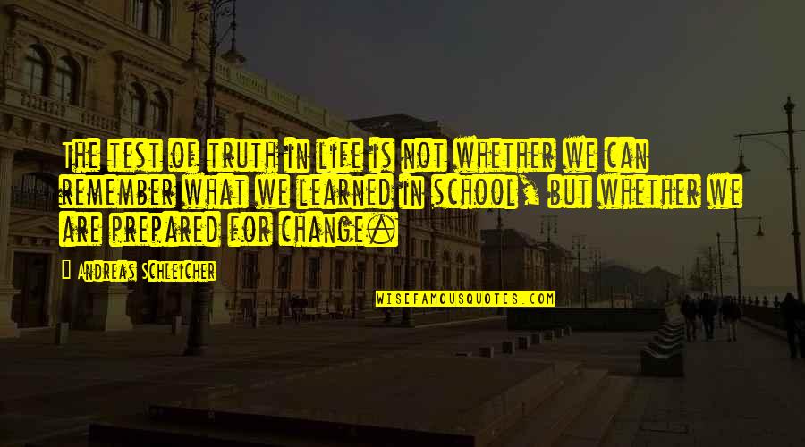 Test Of Life Quotes By Andreas Schleicher: The test of truth in life is not Test Of Life Quotes By Andreas Schleicher: The test of truth in life is not