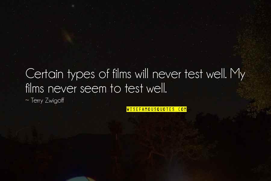 Test Quotes By Terry Zwigoff: Certain types of films will never test well.