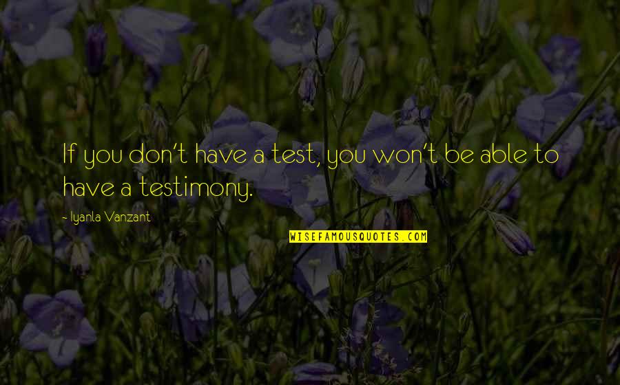 Test Testimony Quotes By Iyanla Vanzant: If you don't have a test, you won't