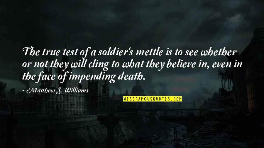 Test Your Mettle Quotes By Matthew S. Williams: The true test of a soldier's mettle is