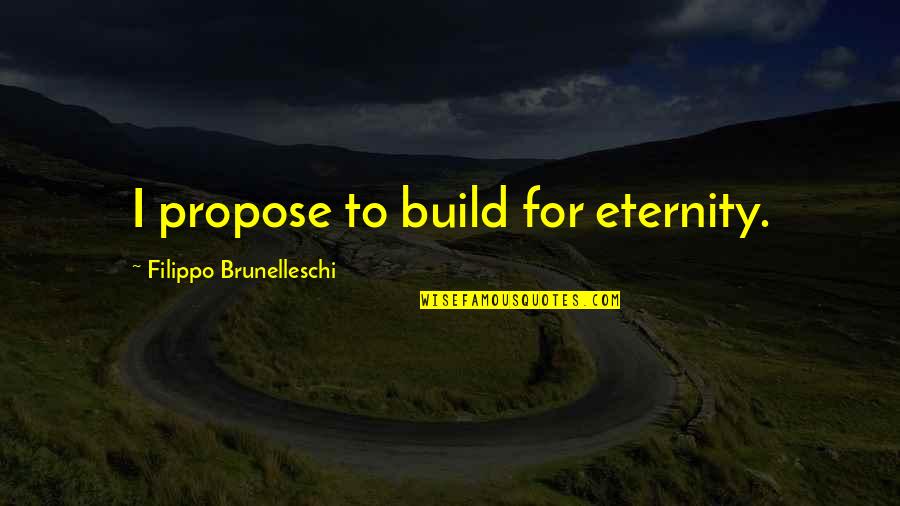 Testicule Quotes By Filippo Brunelleschi: I propose to build for eternity.