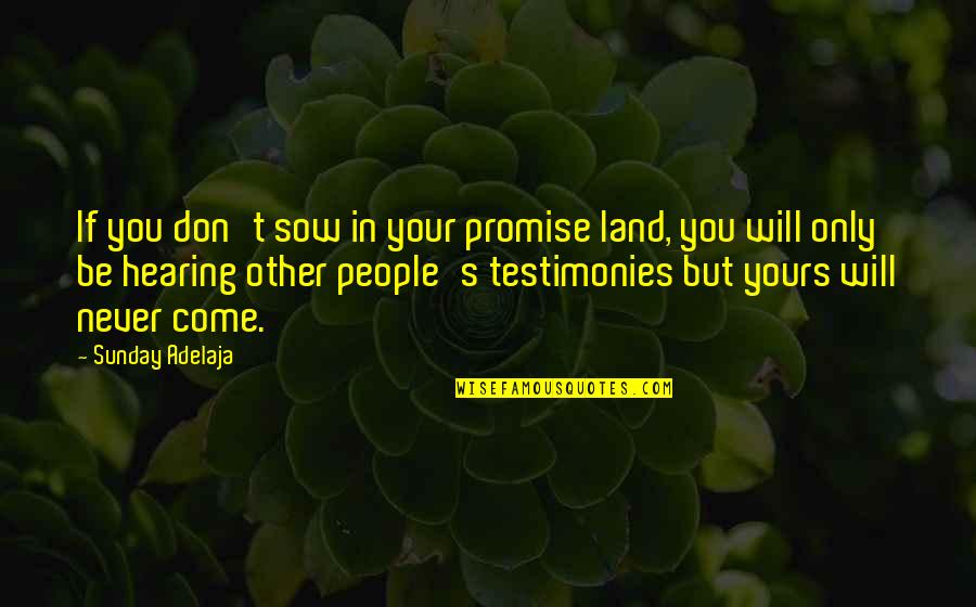 Testimonies Quotes By Sunday Adelaja: If you don't sow in your promise land,