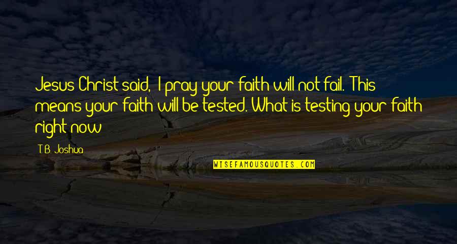 Testing Our Faith Quotes By T. B. Joshua: Jesus Christ said, 'I pray your faith will