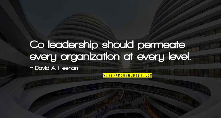 Tetepungan Quotes By David A. Heenan: Co-leadership should permeate every organization at every level. Tetepungan Quotes By David A. Heenan: Co-leadership should permeate every organization at every level.