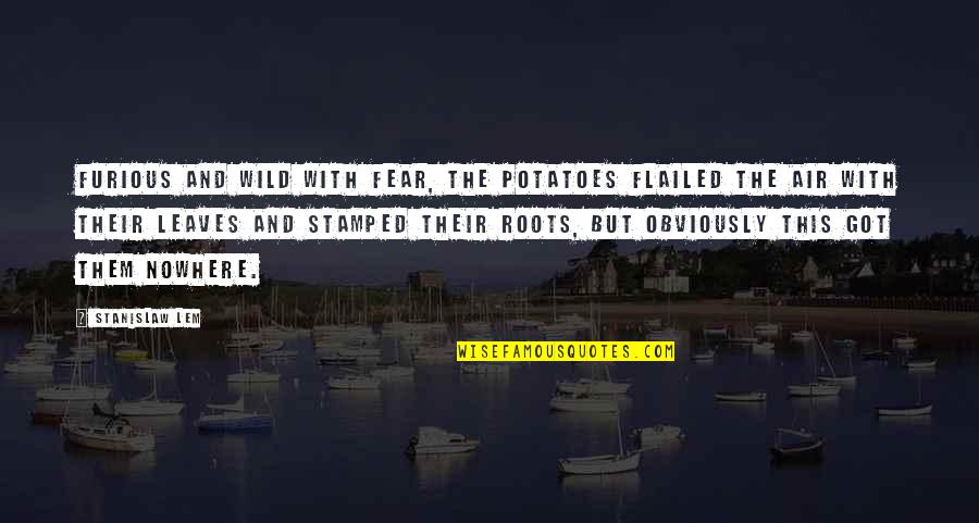 Tethering Quotes By Stanislaw Lem: Furious and wild with fear, the potatoes flailed