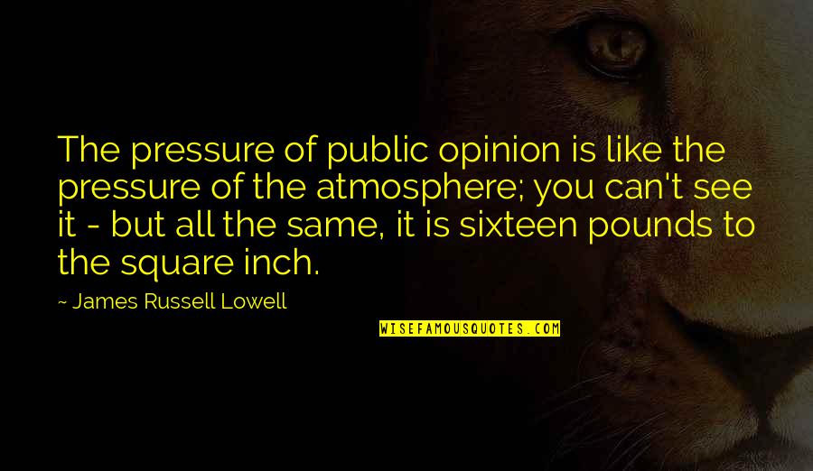 Tetsuya Quotes By James Russell Lowell: The pressure of public opinion is like the