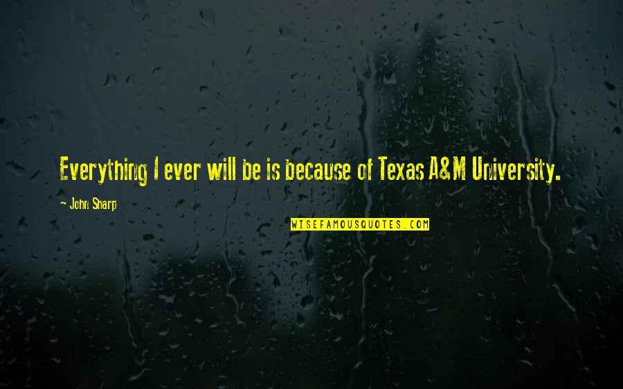 Texas Is Quotes By John Sharp: Everything I ever will be is because of