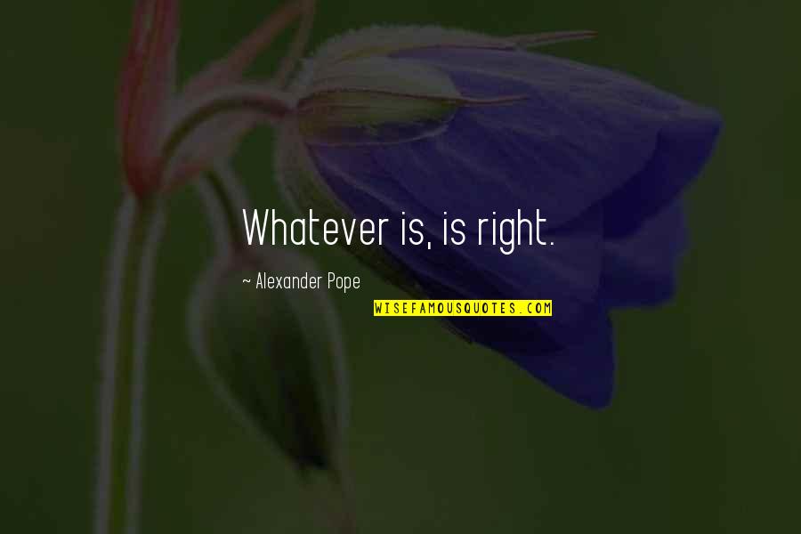 Teyla Emmagan Quotes By Alexander Pope: Whatever is, is right.