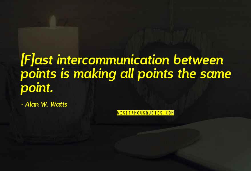 Tezak Heavy Quotes By Alan W. Watts: [F]ast intercommunication between points is making all points