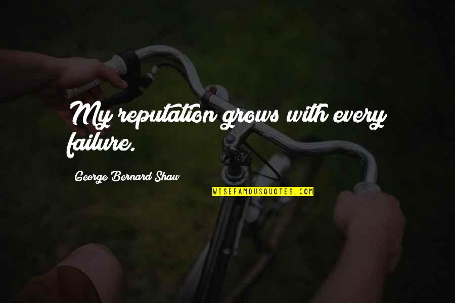 Tezak Je Quotes By George Bernard Shaw: My reputation grows with every failure. Tezak Je Quotes By George Bernard Shaw: My reputation grows with every failure.