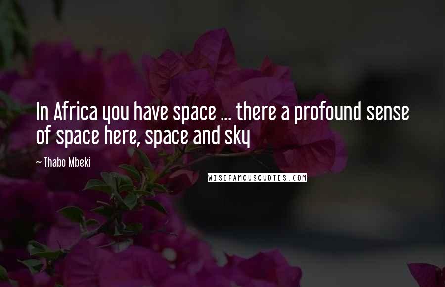 Thabo Mbeki quotes: In Africa you have space ... there a profound sense of space here, space and sky