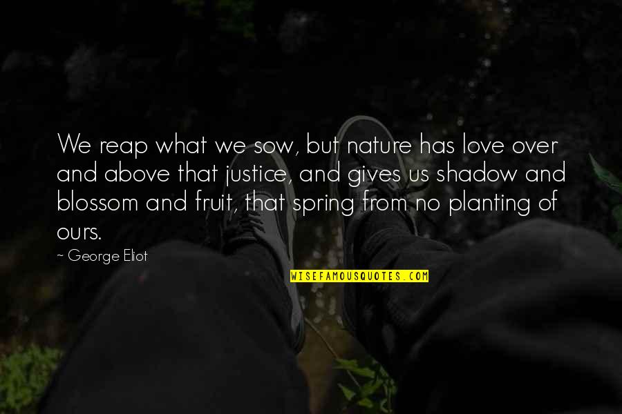 Thaine Kramer Quotes By George Eliot: We reap what we sow, but nature has
