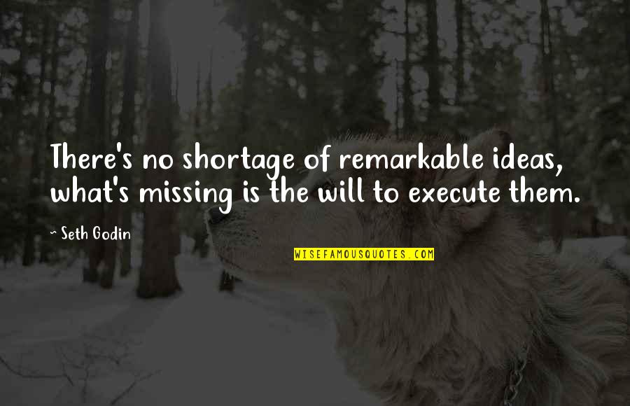 Thalmann Quotes By Seth Godin: There's no shortage of remarkable ideas, what's missing
