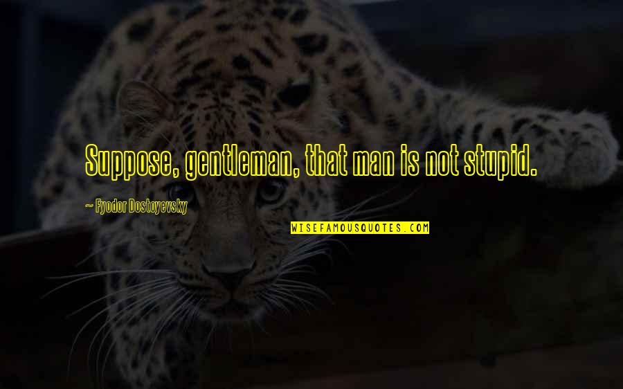 Thanassis Avgerinos Quotes By Fyodor Dostoyevsky: Suppose, gentleman, that man is not stupid. Thanassis Avgerinos Quotes By Fyodor Dostoyevsky: Suppose, gentleman, that man is not stupid.