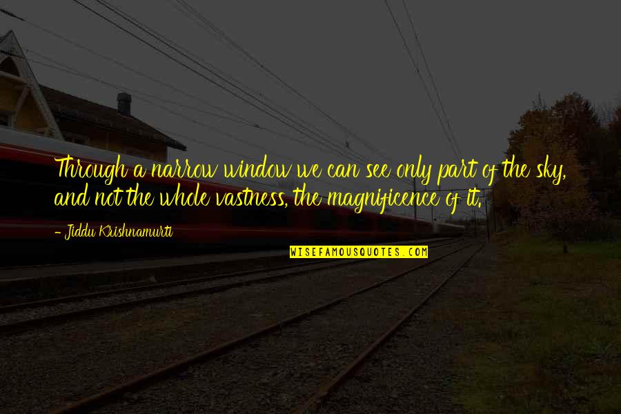 Thank You For Choosing Us As Godparents Quotes By Jiddu Krishnamurti: Through a narrow window we can see only