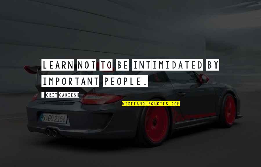 Thank You For Hard Work Quotes By Orit Gadiesh: Learn not to be intimidated by important people.