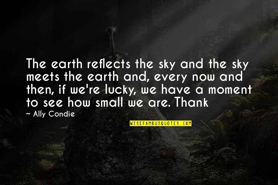 Thank You For The Moment Quotes By Ally Condie: The earth reflects the sky and the sky