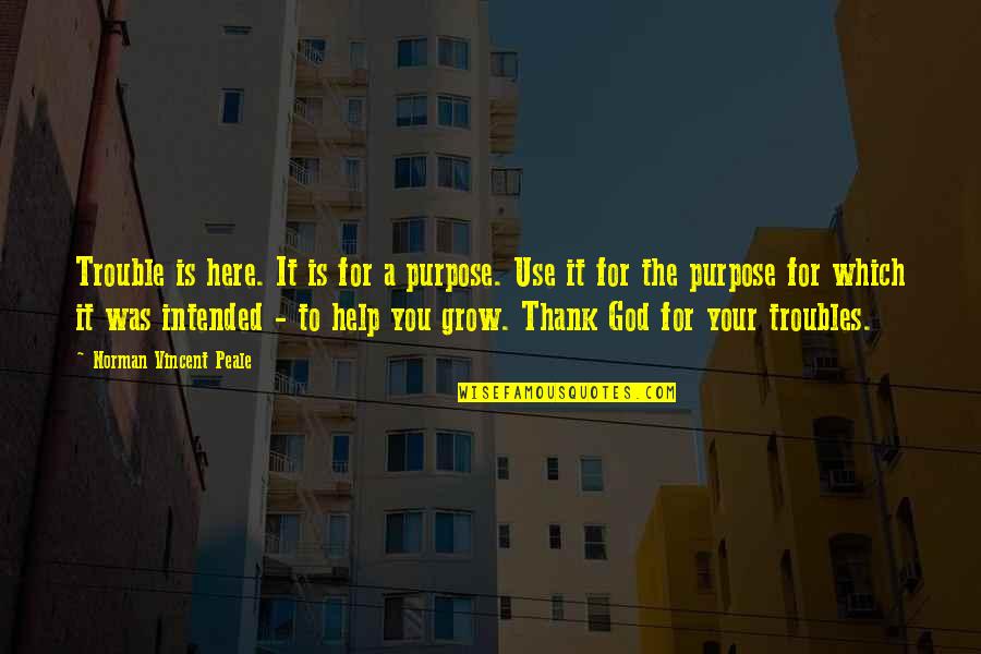 Thank You For The Quotes By Norman Vincent Peale: Trouble is here. It is for a purpose.