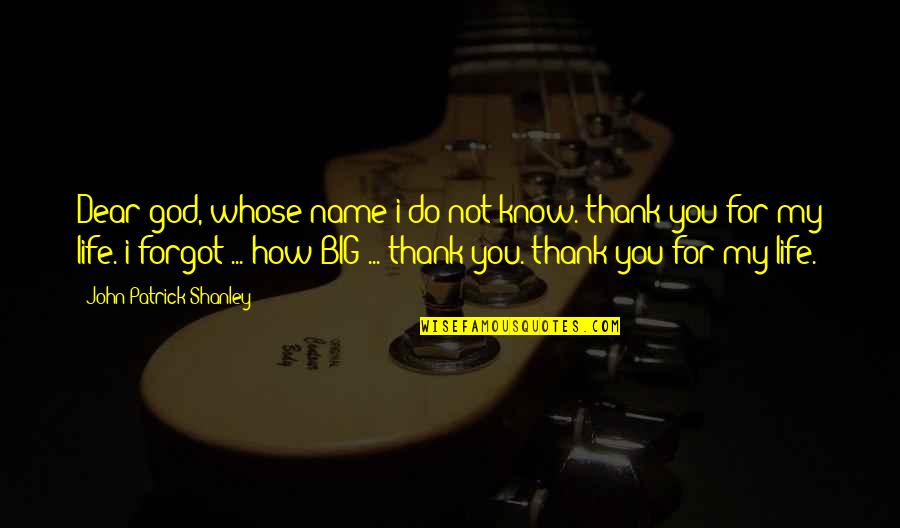 Thank You God For My Life Quotes By John Patrick Shanley: Dear god, whose name i do not know.