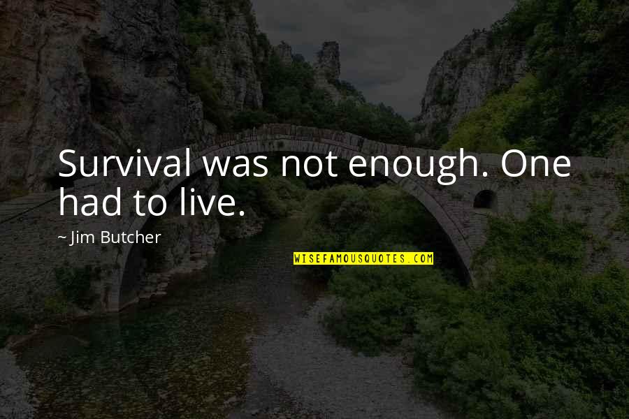 Thank You Guy Best Friend Quotes By Jim Butcher: Survival was not enough. One had to live. Thank You Guy Best Friend Quotes By Jim Butcher: Survival was not enough. One had to live.
