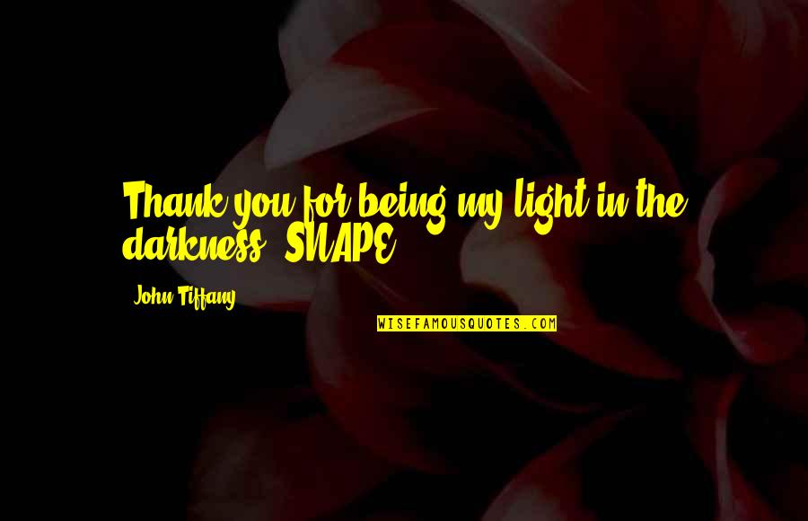 Thank You In Quotes By John Tiffany: Thank you for being my light in the