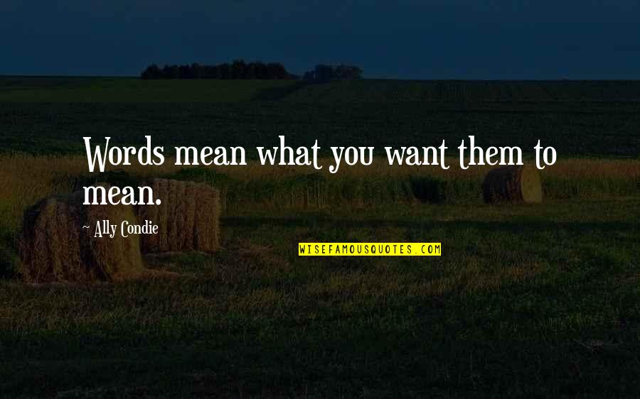 Thank You So Much For Your Wishes Quotes By Ally Condie: Words mean what you want them to mean.