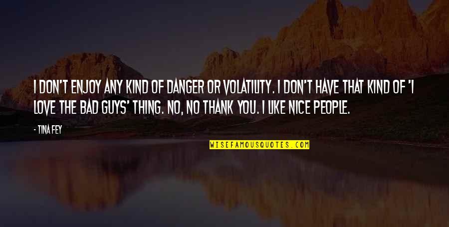 Thank You To My Love Quotes By Tina Fey: I don't enjoy any kind of danger or Thank You To My Love Quotes By Tina Fey: I don't enjoy any kind of danger or