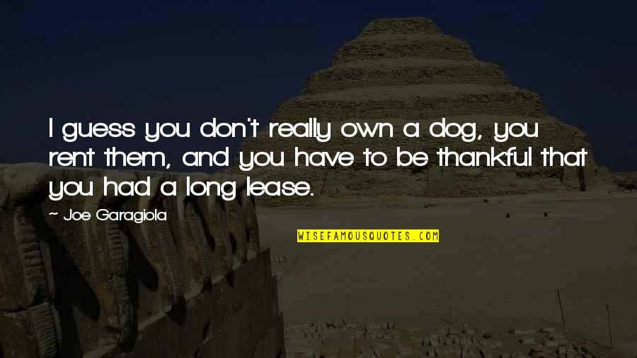 Thankful That I Had You Quotes By Joe Garagiola: I guess you don't really own a dog,