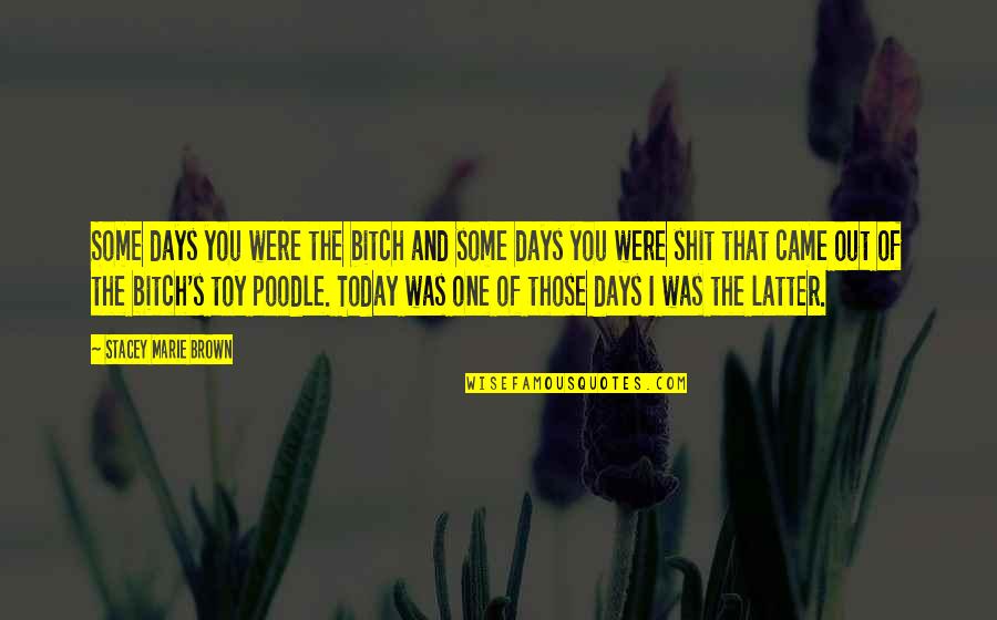 Thanking Donors Quotes By Stacey Marie Brown: Some days you were the bitch and some Thanking Donors Quotes By Stacey Marie Brown: Some days you were the bitch and some