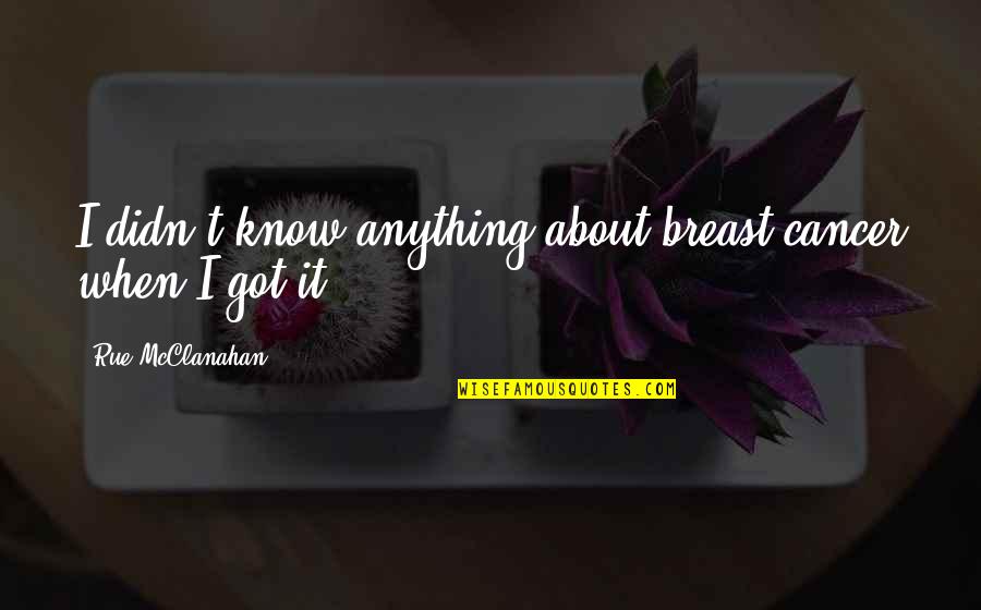 Thanks You For Everything Quotes By Rue McClanahan: I didn't know anything about breast cancer when