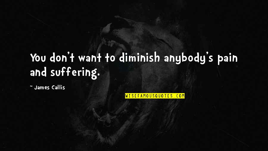 Thanksgiving And Being Thankful Quotes By James Callis: You don't want to diminish anybody's pain and Thanksgiving And Being Thankful Quotes By James Callis: You don't want to diminish anybody's pain and
