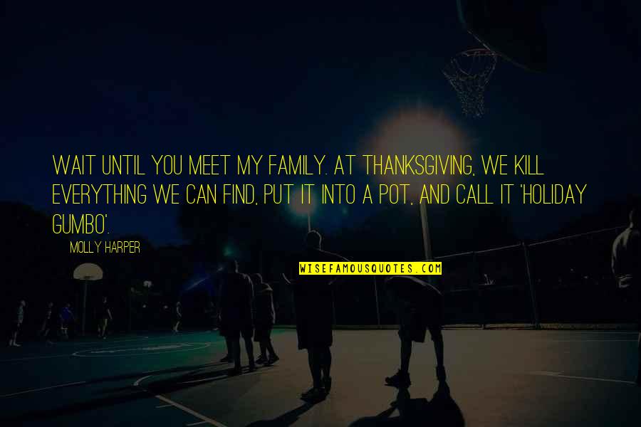 Thanksgiving Holiday Quotes By Molly Harper: Wait until you meet my family. At Thanksgiving,