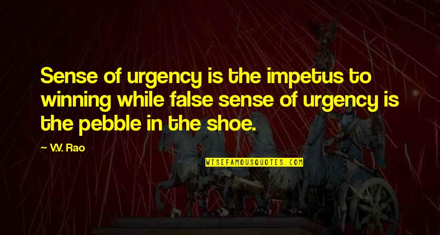 Thanne Quotes By V.V. Rao: Sense of urgency is the impetus to winning