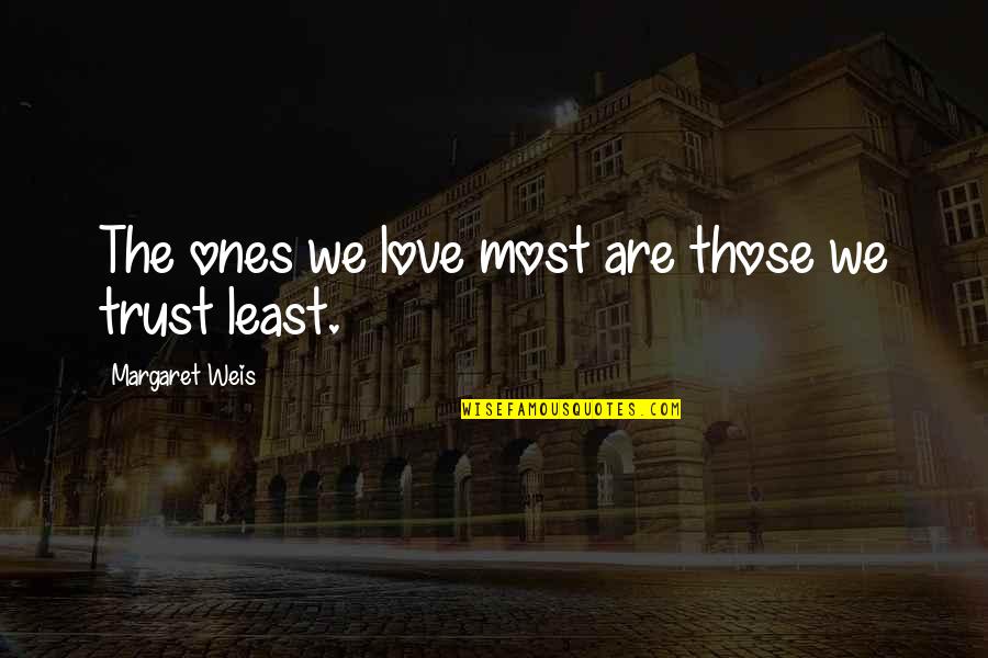 Tharaud Bach Quotes By Margaret Weis: The ones we love most are those we Tharaud Bach Quotes By Margaret Weis: The ones we love most are those we