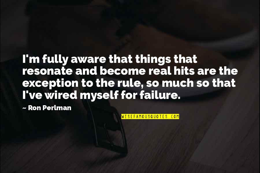 Tharinee Wipuchanin Quotes By Ron Perlman: I'm fully aware that things that resonate and Tharinee Wipuchanin Quotes By Ron Perlman: I'm fully aware that things that resonate and