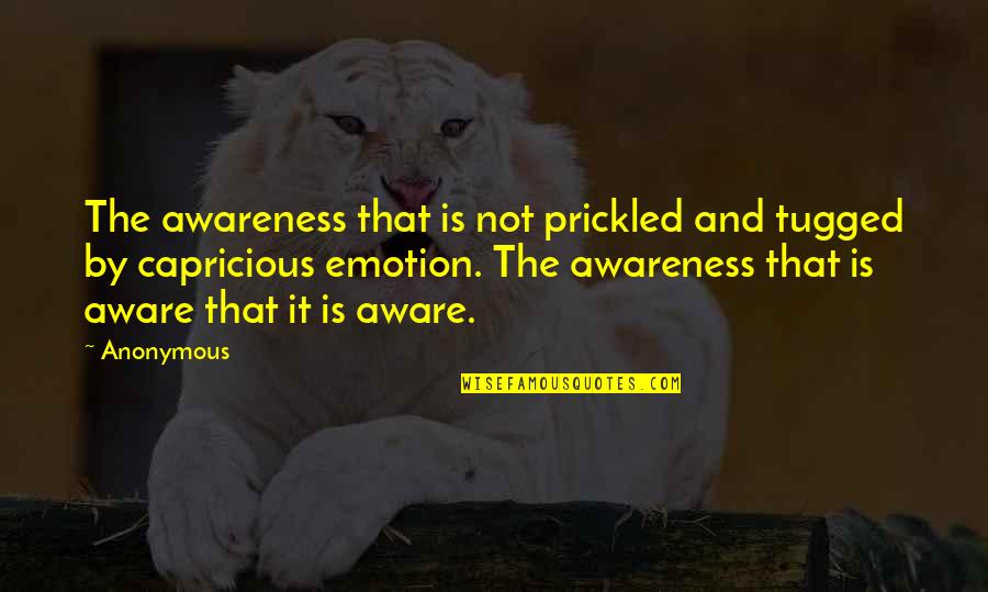 That Emotion Quotes By Anonymous: The awareness that is not prickled and tugged
